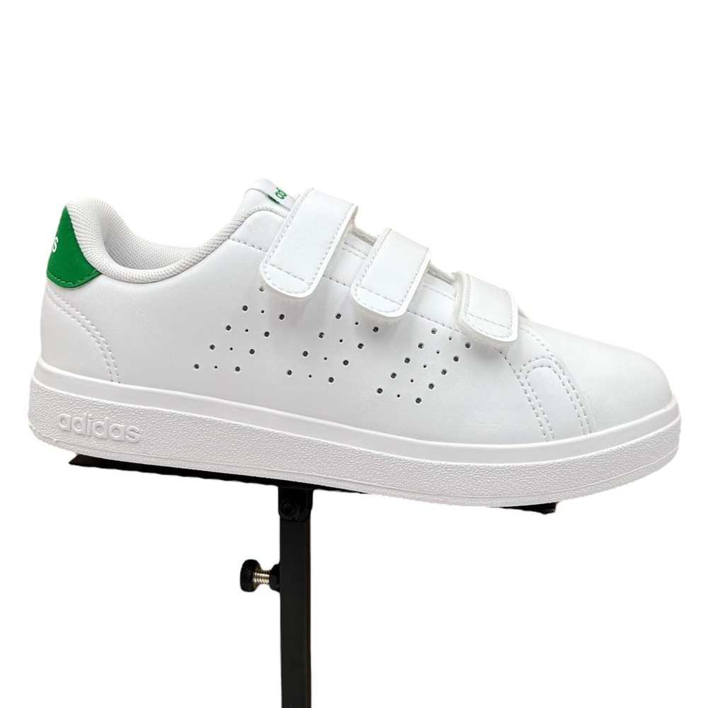 Adidas Advantage Base Youth Boys Girls Slip-on Sneakers Size 3 White Lightweight